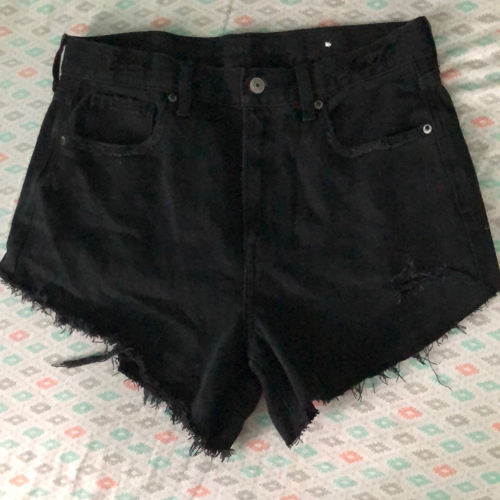 Black denim shorts